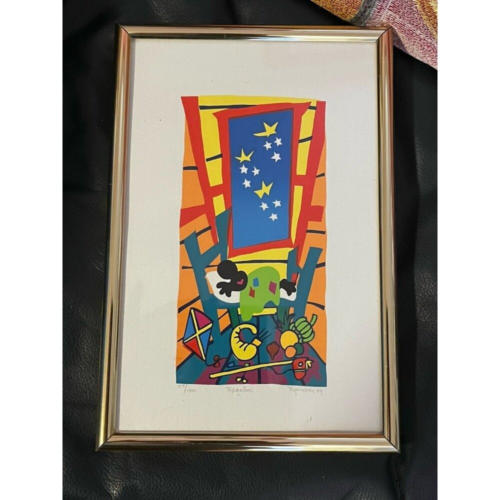 Signed Limited Edition Serigraph Print 22/100 “Regalos” Colorful Folk Modern Art